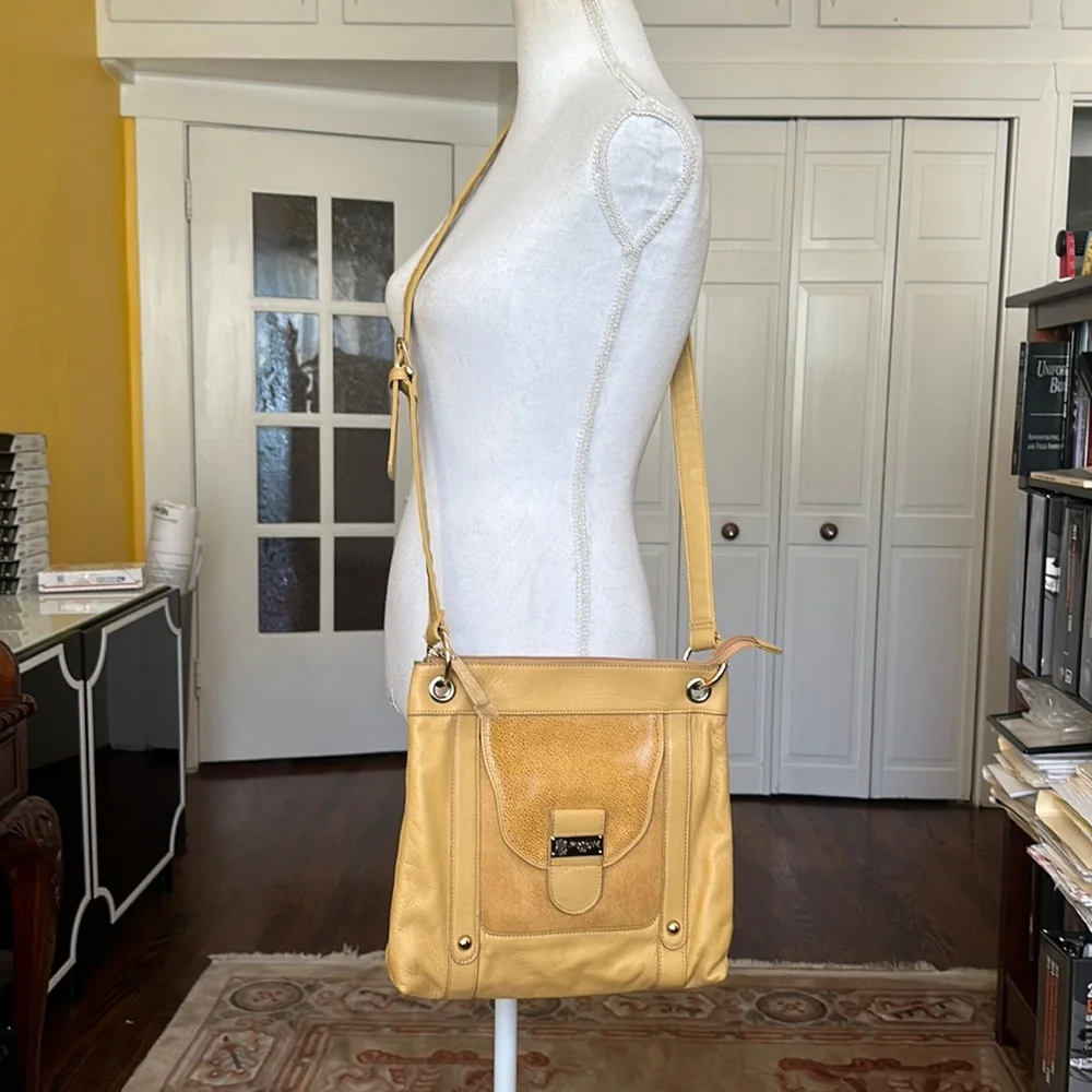 Sharif Leather Shoulder Crossbody Bag with Tote in Mustard Yellow NWOT